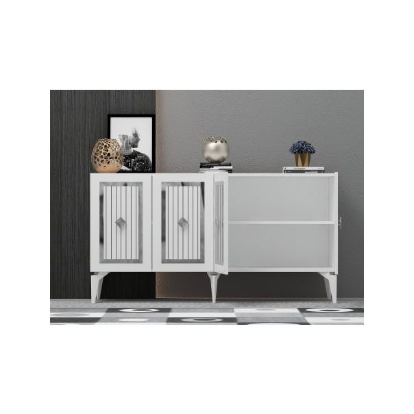 HANAH HOME Komoda Nora belo/srebrna - 189572