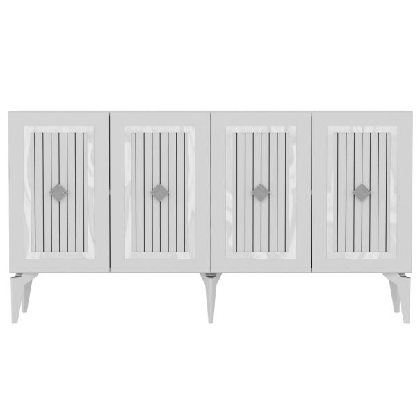 HANAH HOME Komoda Nora belo/srebrna - 189572