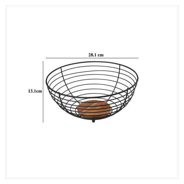 FIVE Korpa za voće 28,1x13,1cm metal/drvo, crna - 189868-1