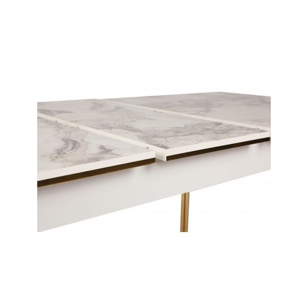 HANAH HOME Trpezarijski sto Damla 1102, zlatna/bela mermerna - 190050-1