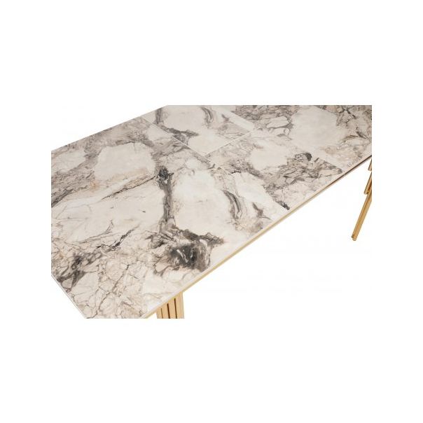 HANAH HOME Trpezarijski sto Damla 1102, zlatna/bela mermerna - 190050-1