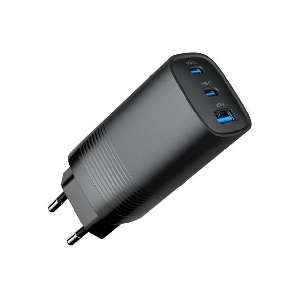 GEMBIRD Brzi punjač 3-port 65 W GaN USB PowerDelivery TA-UC-PDQC65-01-BK, crna - 45562