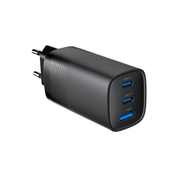 GEMBIRD Brzi punjač 3-port 65 W GaN USB PowerDelivery TA-UC-PDQC65-01-BK, crna - 45562