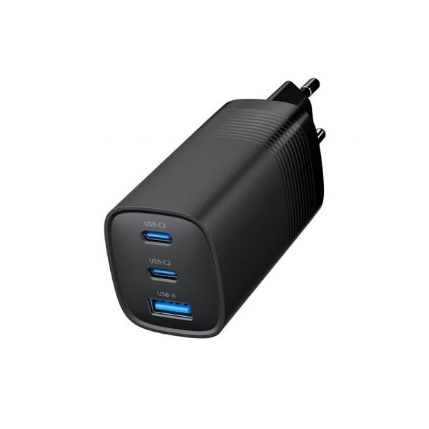 GEMBIRD Brzi punjač 3-port 65 W GaN USB PowerDelivery TA-UC-PDQC65-01-BK, crna - 45562