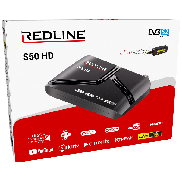 REDLINE Satelitski priјemnik DVB-S2, Full HD, HDMI, USB - S50 HD, crna - 19014