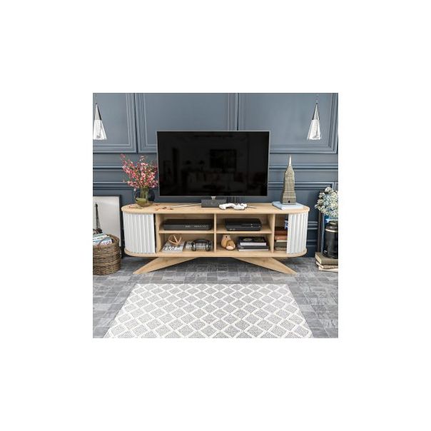 HANAH HOME TV komoda Stor, krem/bela - 191166