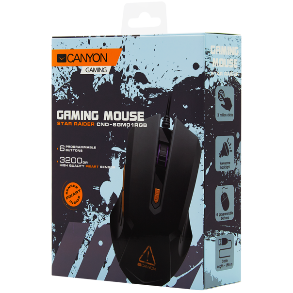CANYON Miš Star Raider GM-1 Optical Gaming sa 6 programibilnih tastera - CND-SGM01RGB