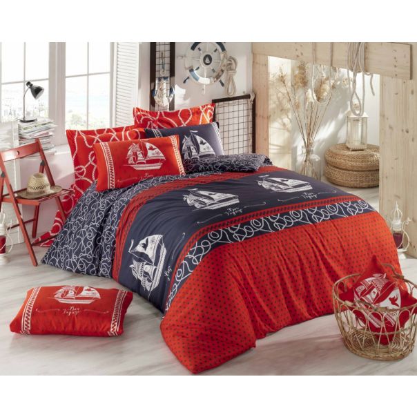 L`ESSENTIEL MAISON Ranforce posteljina 200x200 cm Marine Red - 191505-1