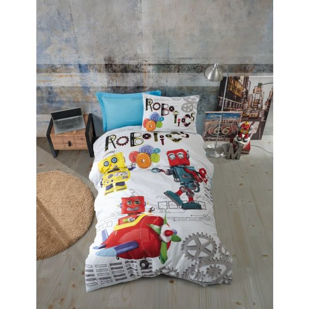 L`ESSENTIEL MAISON Ranforce posteljina 160x220 cm Robot Blue - 191516