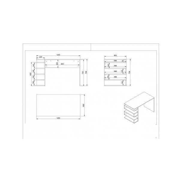 HANAH HOME Radni sto Snake, bela - 192135-1