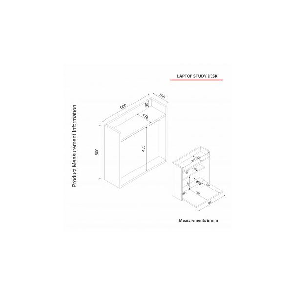 HANAH HOME Sklopivi radni sto Laptop, bela/braon - 192136-1