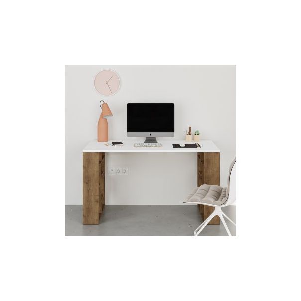 HANAH HOME Radni sto Maze, bela/tamno braon - 192228