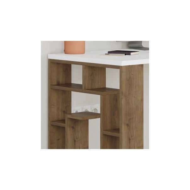 HANAH HOME Radni sto Maze, bela/tamno braon - 192228