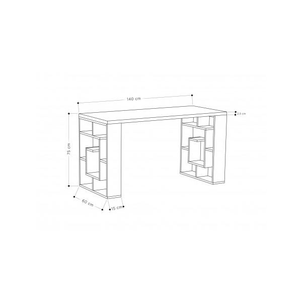 HANAH HOME Radni sto Maze, bela/tamno braon - 192228