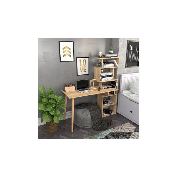 HANAH HOME Radni sto sa policama Vina, svetlobraon - 192417