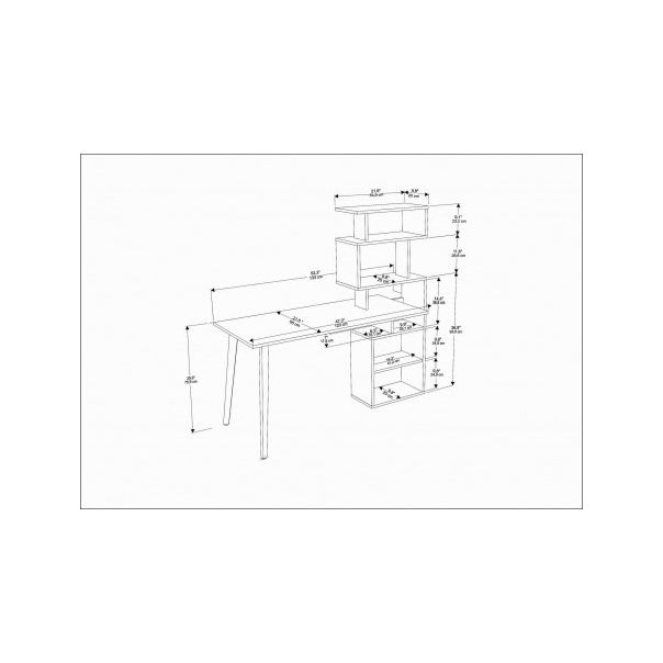 HANAH HOME Radni sto sa policama Vina, svetlobraon - 192417