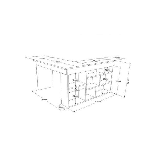 HANAH HOME Radni sto sa policama Ct5-Aw, bela/braon - 192429