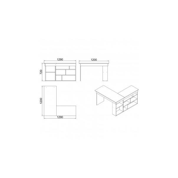 HANAH HOME Radni sto sa policama Ct5-W, bela - 192432