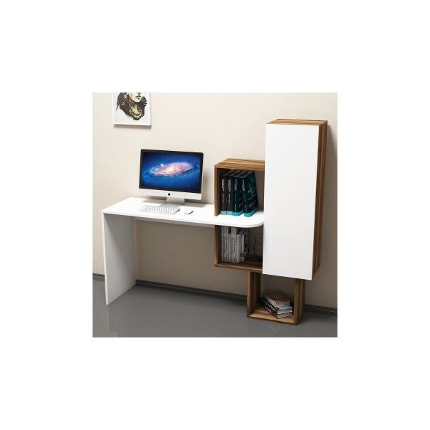 HANAH HOME Radni sto sa policama Açelya, braon/bela - 192442