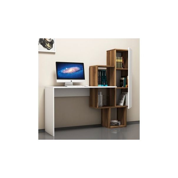 HANAH HOME Radni sto sa policama Açelya, braon/bela - 192442