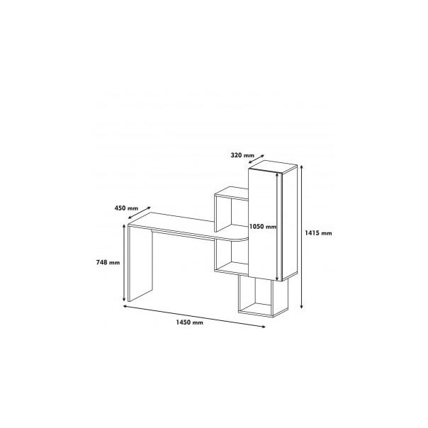 HANAH HOME Radni sto sa policama Açelya, braon/bela - 192442