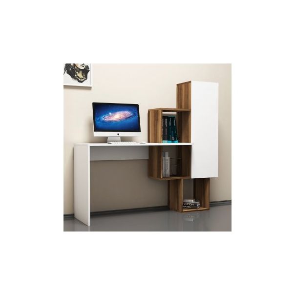 HANAH HOME Radni sto sa policama Açelya, braon/bela - 192442