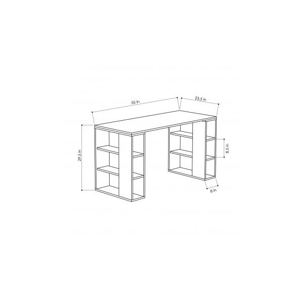 HANAH HOME Radni sto sa policama Colmar, bela/svetlo braon - 192455