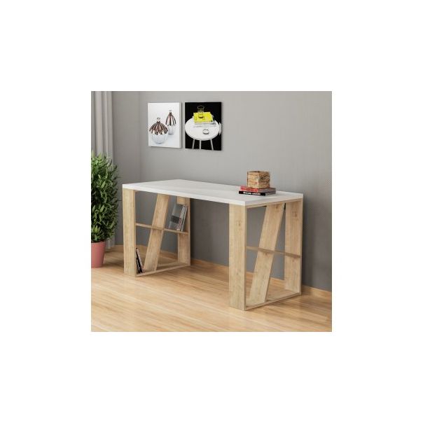 HANAH HOME Radni sto Honey, bela/svetlo braon - 192457