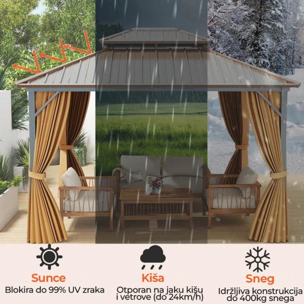 Metalni Paviljon LUX sa Zavesom 354x294cm - EP3174517