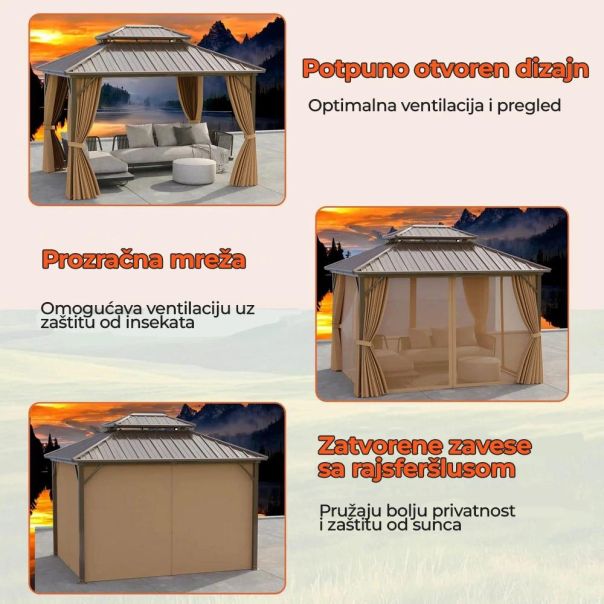 Metalni Paviljon LUX sa Zavesom 354x294cm - EP3174517