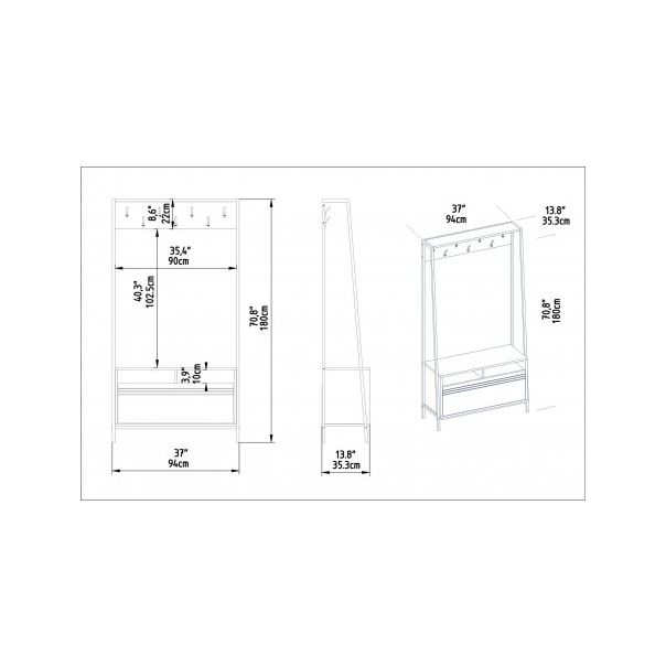 HANAH HOME Cipelarnik sa čivilukom Devin, braon/crna - 192709