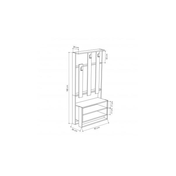 HANAH HOME Cipelarnik sa čivilukom Chester, bela - 192729