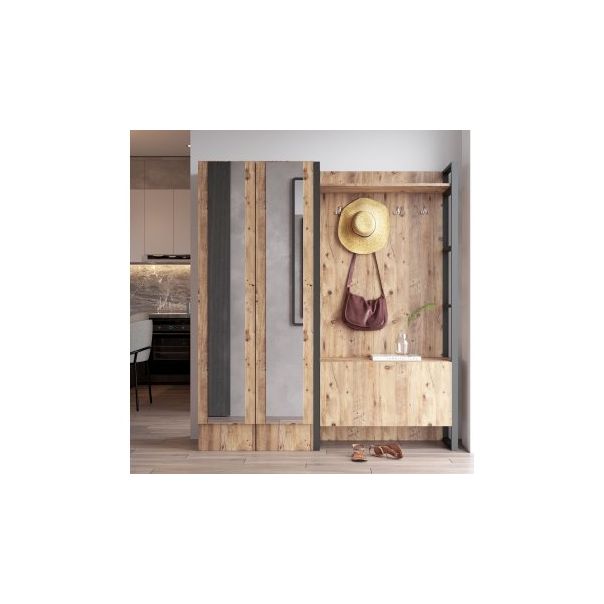 HANAH HOME Ormar za predsoblje sa čivilukom i ogledalom Ml18-A - 192733