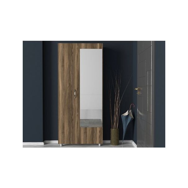 HANAH HOME Ormar za predsoblje sa ogledalom Meyra, braon - 192736