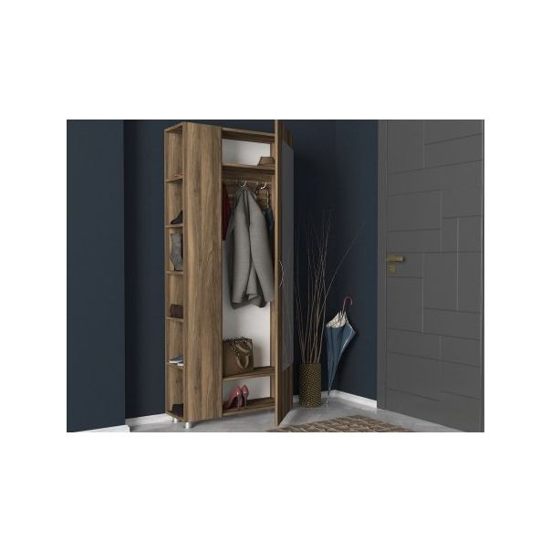 HANAH HOME Ormar za predsoblje sa ogledalom Meyra, braon - 192736