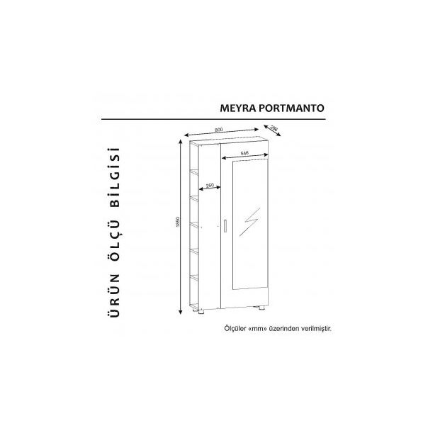 HANAH HOME Ormar za predsoblje sa ogledalom Meyra, braon - 192736