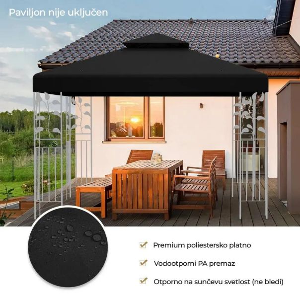 Platno za gazebo paviljon 3x3m Crna - EP2931909