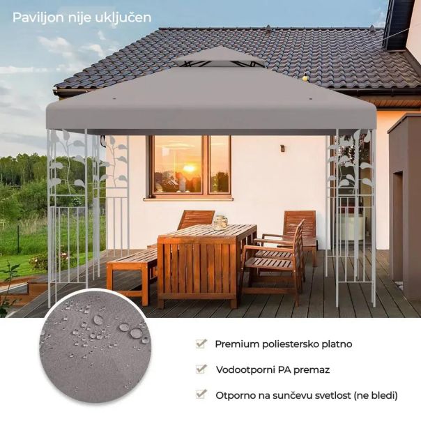 Platno za gazebo paviljon 3x3m Siva - EP2931912