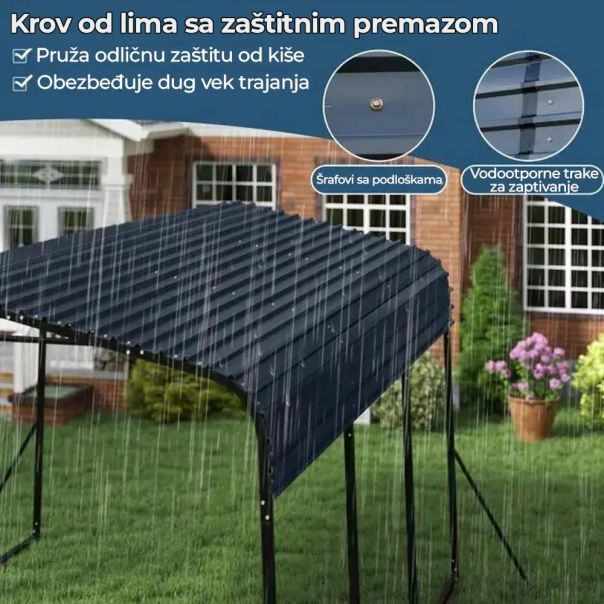 Metalna Garaža Nadstrešnica za Auto 440x300cm - EP2931915