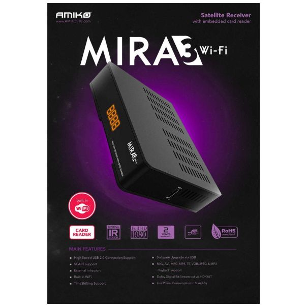 AMIKO Set top box satelitski DVB-S/S2 MIRA3 WIFI - 19337