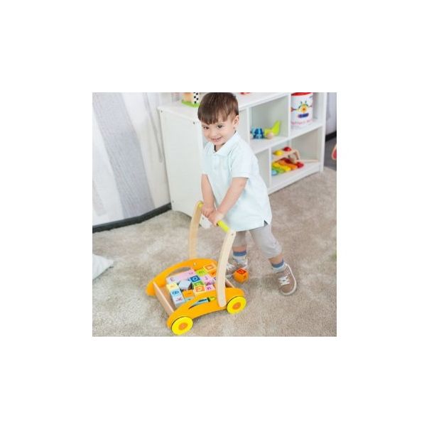 CLASSIC WORLD Drvena guralica hodalica sa blokovima - 193395