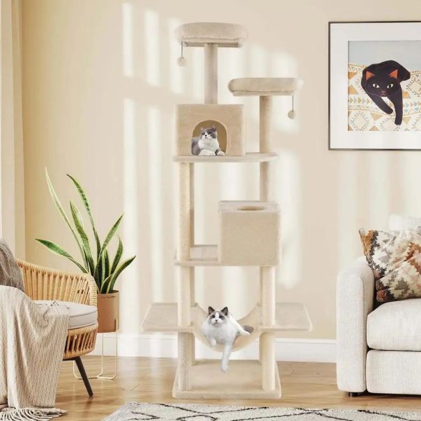Maca Dvorac grebalica i penjalica za mačke 205cm Bež - EP2931933