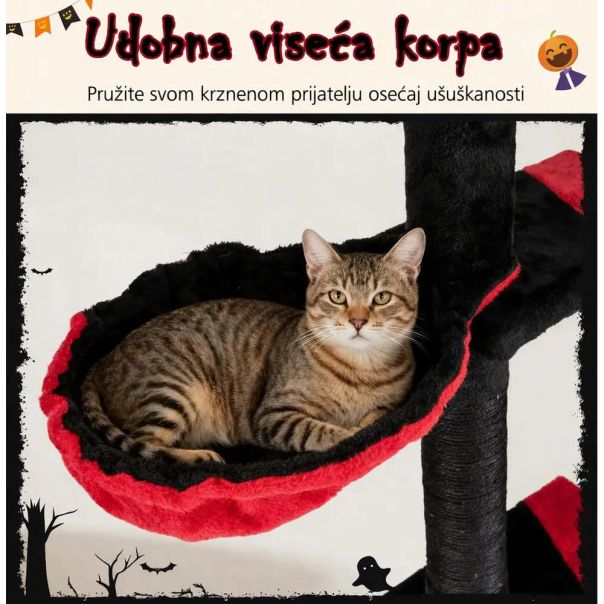 Maca Halloween penjalica i grebalica za Mačke do plafona 300cm Crna - EP2931936