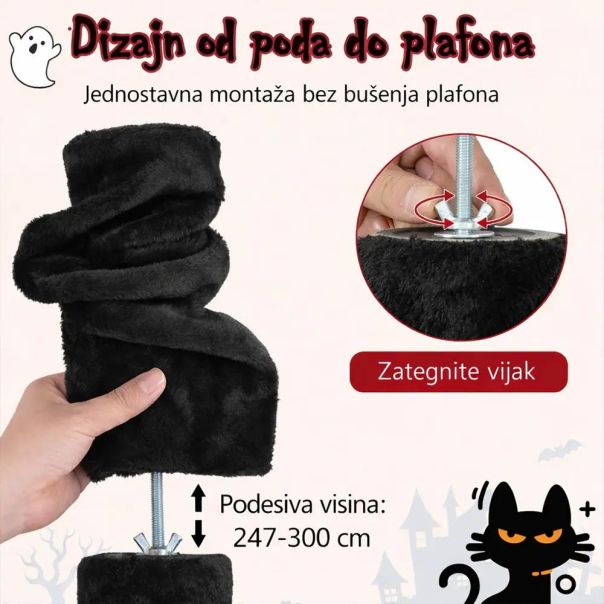 Maca Halloween penjalica i grebalica za Mačke do plafona 300cm Crna - EP2931936