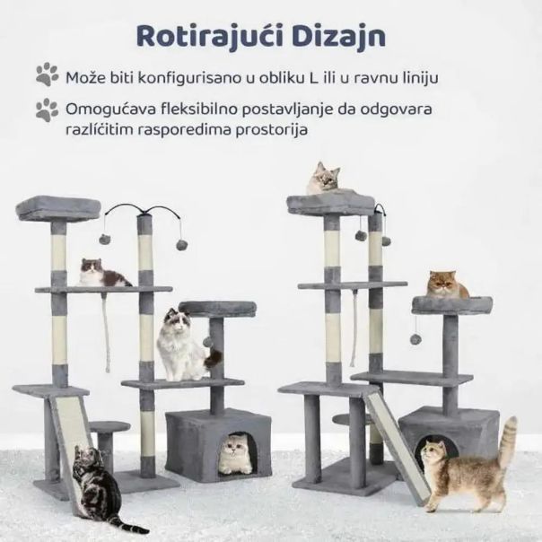 Maca Lounge grebalica i penjalica za mačke 136cm Siva - EP2931939