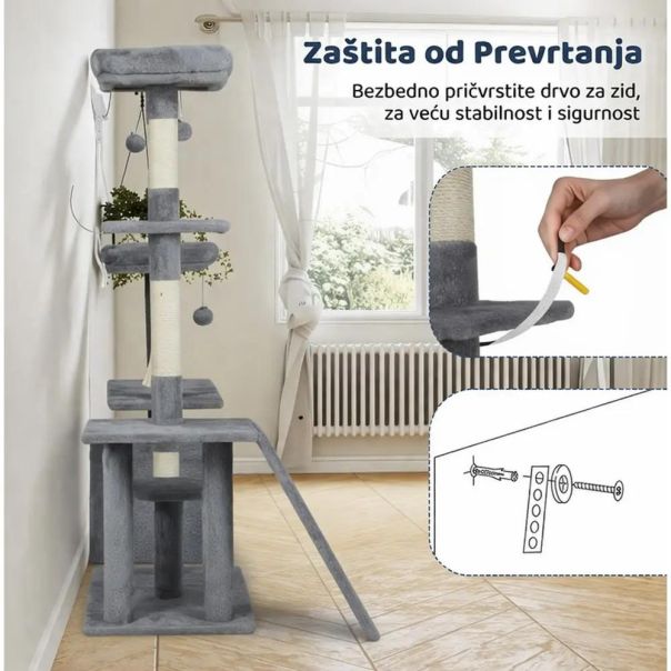 Maca Lounge grebalica i penjalica za mačke 136cm Siva - EP2931939