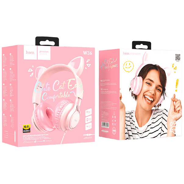 HOCO Slušalice sa mikrofonom - W36 Mačije uši, roza - 19394
