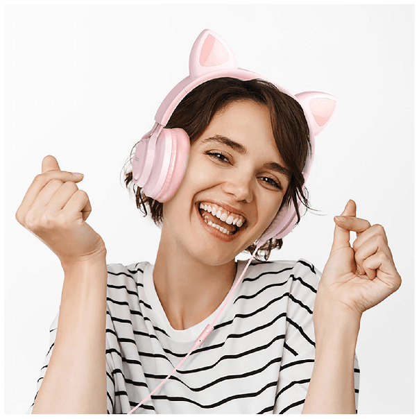 HOCO Slušalice sa mikrofonom - W36 Mačije uši, roza - 19394