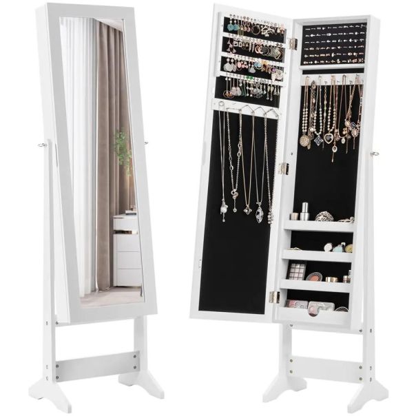 Samostojeći ormar saogledalom za nakit 144cm Beli - EP2931942