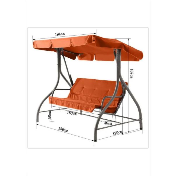 RECKMANN Baštenska Ljuljaška Narandžasta 194x120x167cm - EP2949403